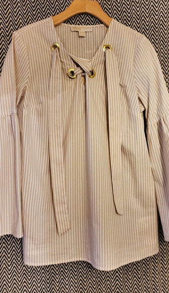 NWT Michael Kors Striped Bell Sleeve Tunic - Picture 2 of 4